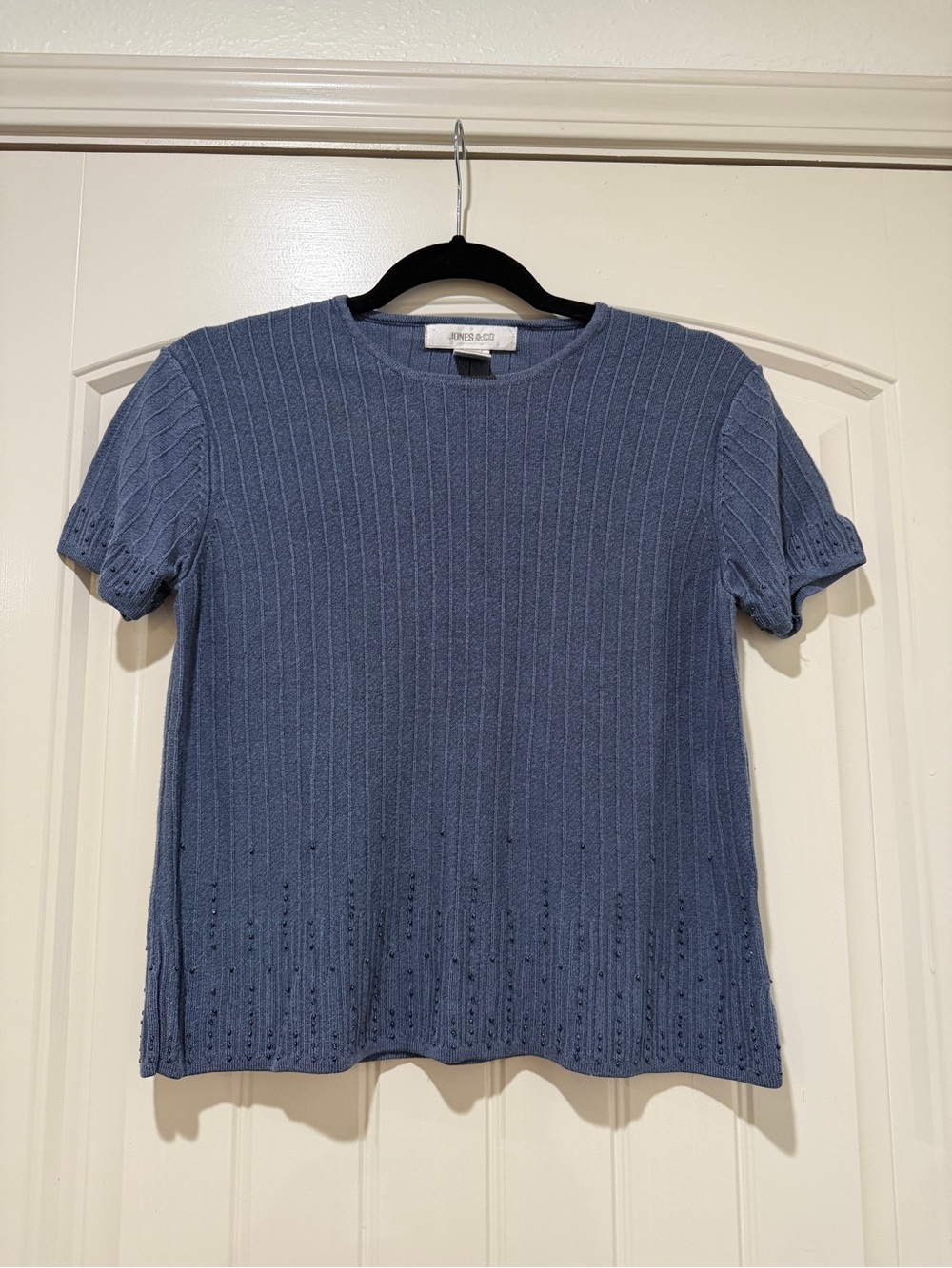 Blue Short Sleeve Knit Top